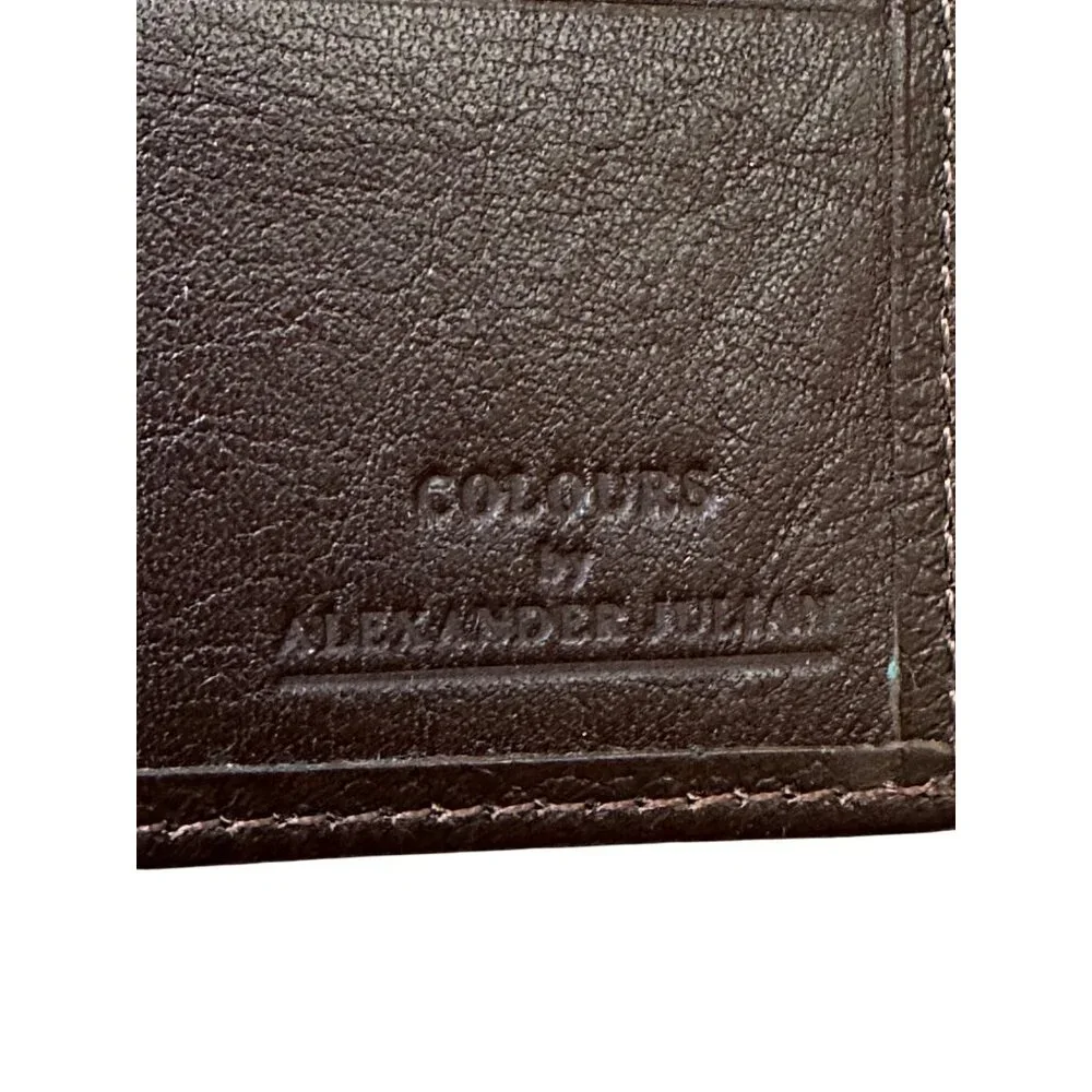 Vtg Colours by Alexander Julian Trifold Wallet ID Card Holder Cowhide Leather